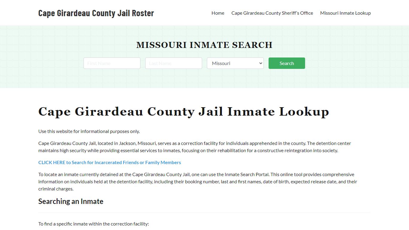 Cape Girardeau County Jail Roster Lookup, MO, Inmate Search