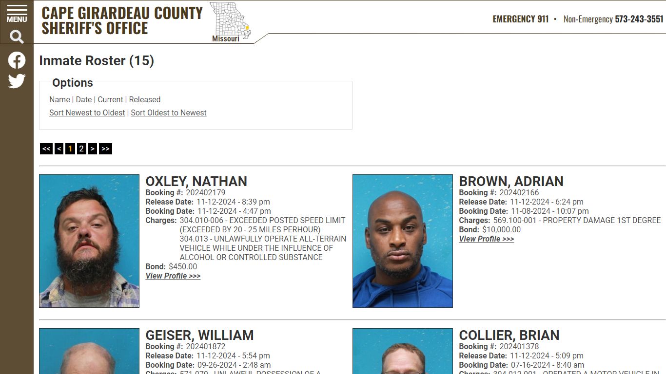 Inmate Roster - Released Inmates Booking Date Descending - Cape ...